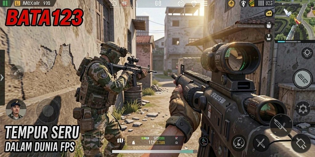 Screenshot gameplay BATA123 yang menampilkan aksi tembak-menembak intens.