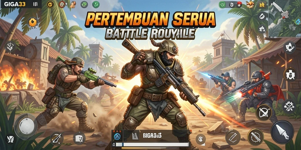 Tampilan menegangkan dari gameplay GIGA33 di medan perang Battle Royale.