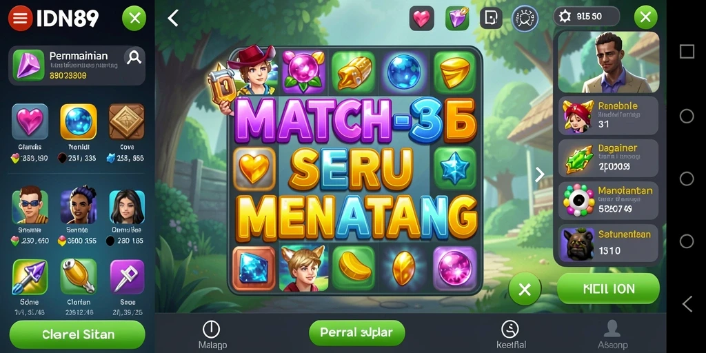 Tampilan gameplay seru dan menawan dari IDN89 Match-3.