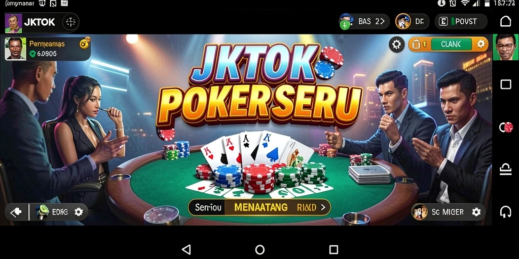 Screenshot JKTOK menunjukkan suasana permainan poker yang seru.