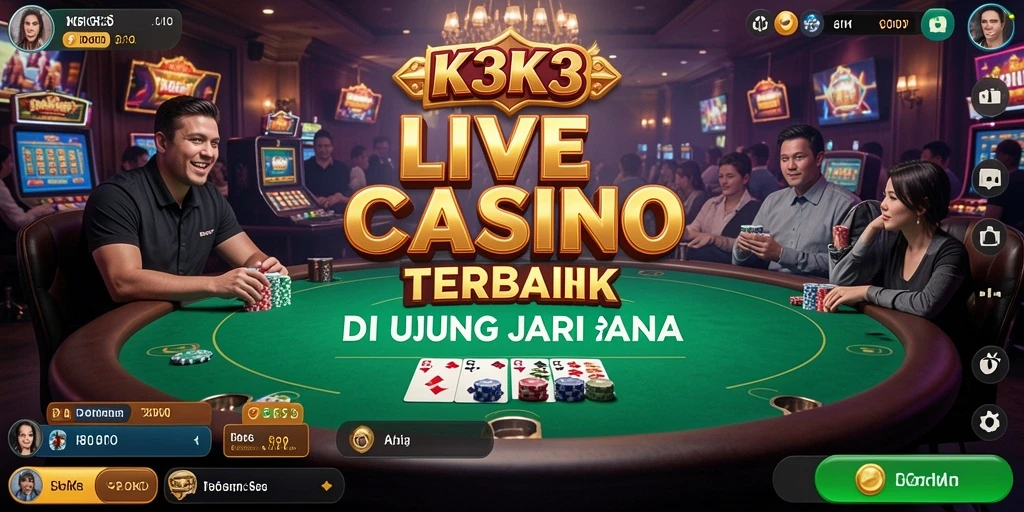 Gameplay Live Casino K3K3 menampilkan dealer profesional dan suasana kasino yang nyata.
