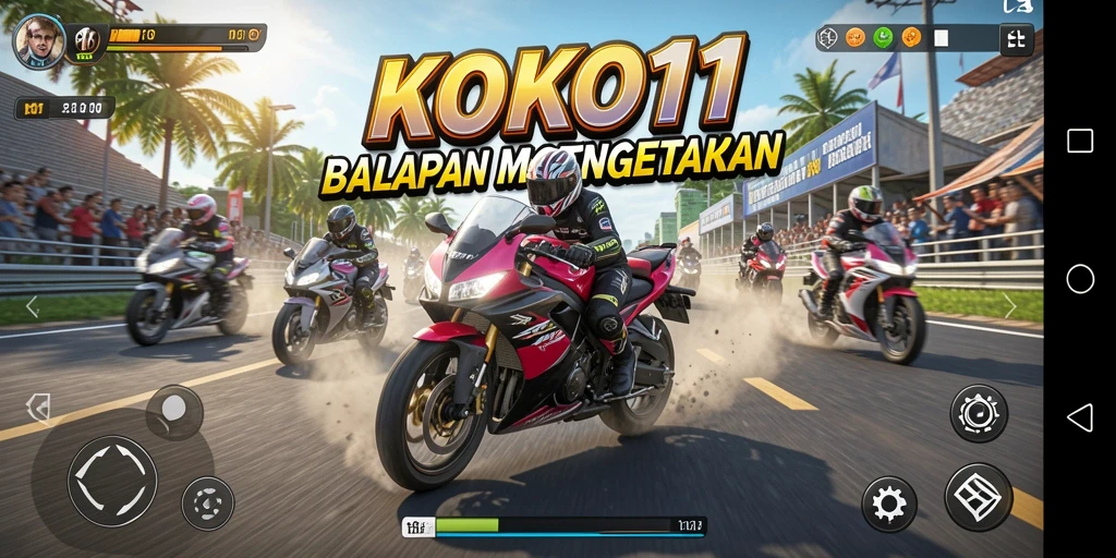 Screenshot KOKO11 menunjukkan aksi balapan motor yang mendebarkan.