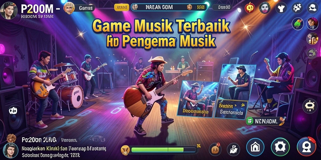 Tampilan gameplay seru dalam P200M dengan berbagai lagu.