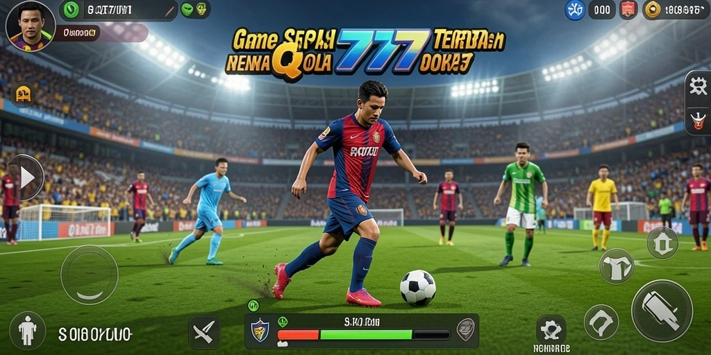 Tangkapan layar gameplay QT777 menunjukkan aksi sepak bola yang menegangkan.