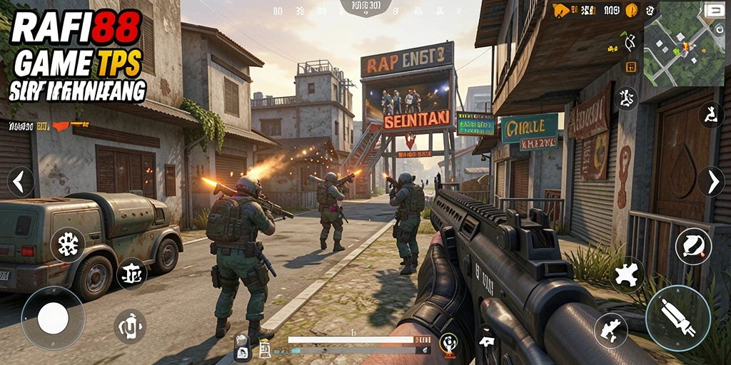 Screenshot utama gameplay TPS yang menampilkan aksi intens.