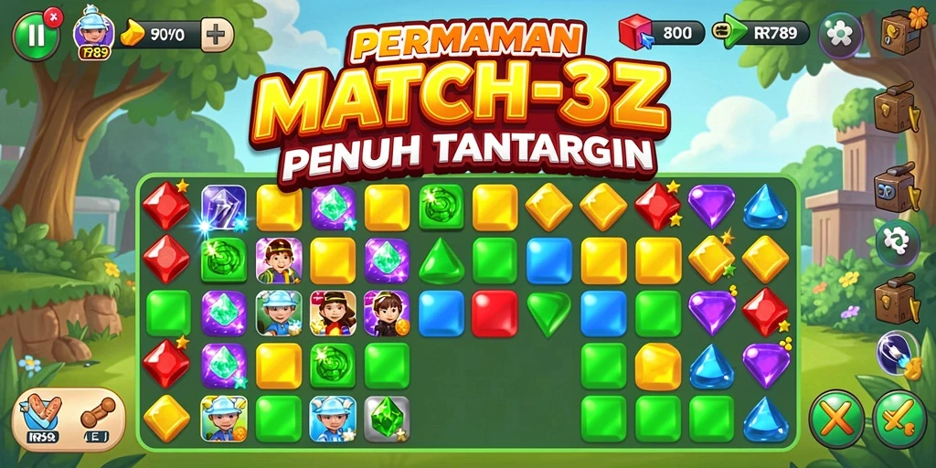 Tampilan gameplay menarik dari RR789 dengan tantangan Match-3.