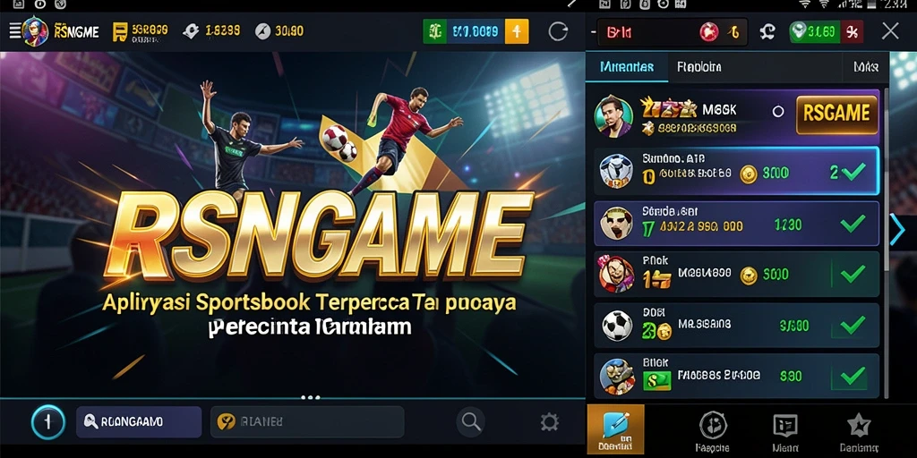 Tampilan gameplay menarik dari aplikasi RSNGAME yang menawarkan taruhan olahraga.