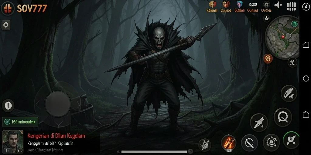 Screenshot menampilkan gameplay SOV777 yang menyeramkan dan mendebarkan.