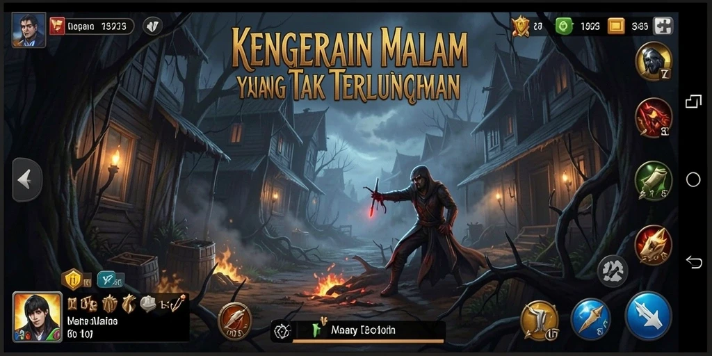 Screenshot permainan V07 menampilkan kengerian malam yang mendebarkan.